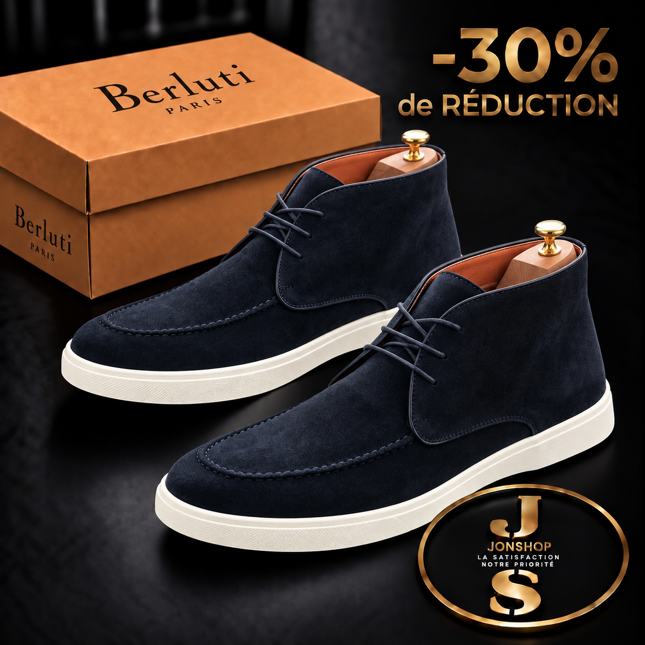 Chukka Daim Premium – Bleu Marine & Noir — en vente au Sénégal chez JON Express Shop