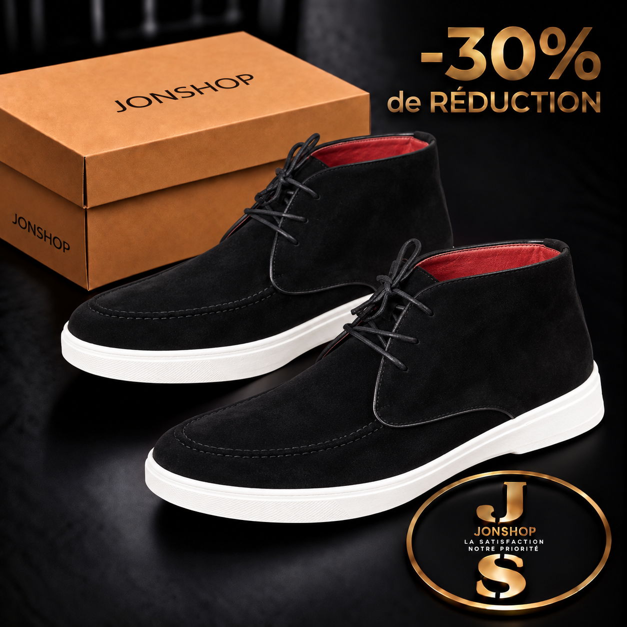 Photo supplémentaire de Chukka Daim Premium – Bleu Marine & Noir