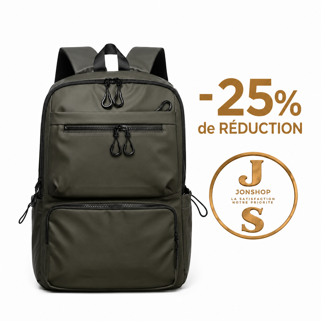 Sac à dos Kaki Multipoches — en vente au Sénégal chez JON Express Shop